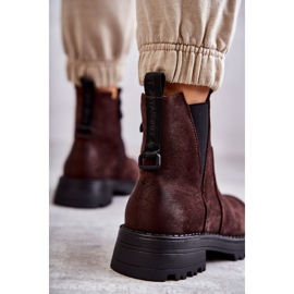 PJ1 Suede Warm Boots On A Flat Heel Brown Salome 2