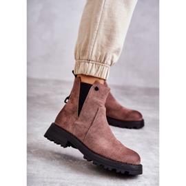 PJ1 Suede Warm Boots On A Flat Heel Light Brown Salome 1