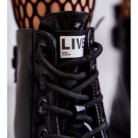 S.Barski Women's Lacquered Boots Lace-up Workers Black Conny 2