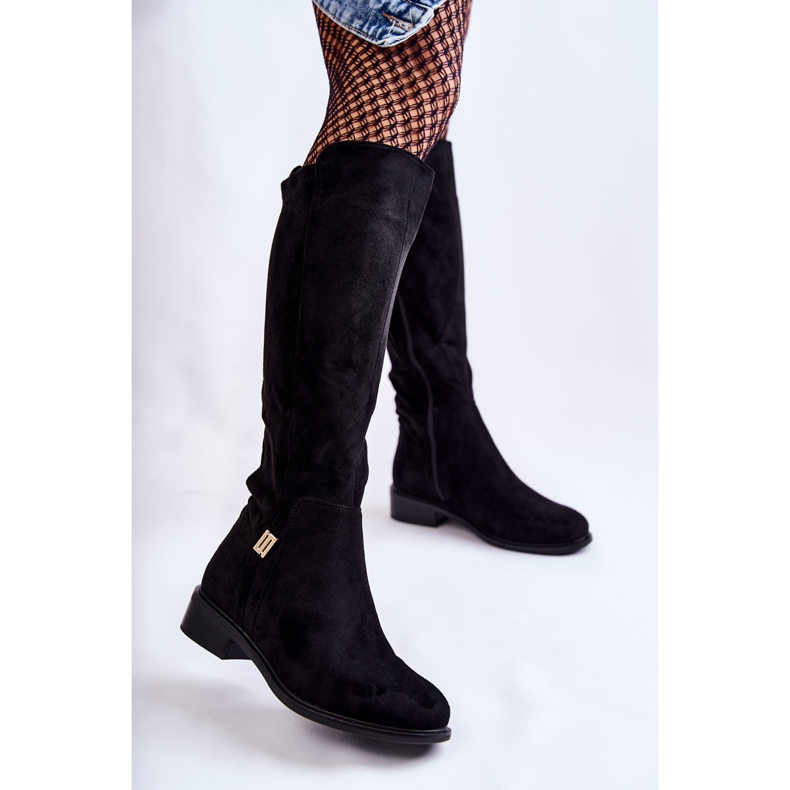 S.Barski Suede Flat Boots Black Giulia 1 S.Barski Suede Flat Boots Black Giulia 1