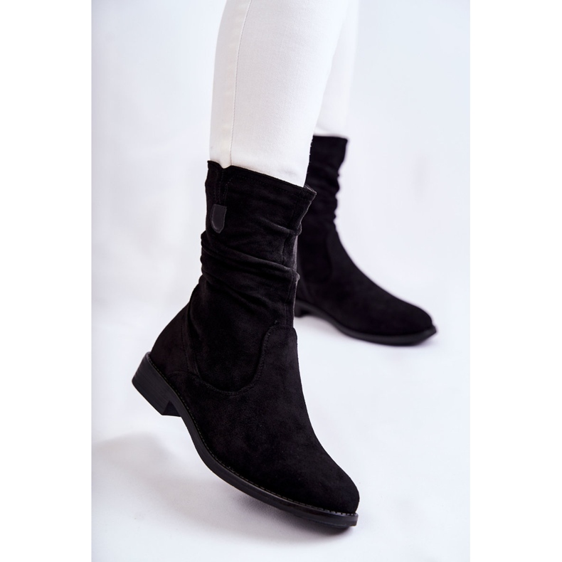 S.Barski Women's Crinkled Suede Boots Black Joanne 1 S.Barski Women's Crinkled Suede Boots Black Joanne 1