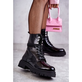 PE1 Women's Lacquered Boots Workers With Ornaments Black Gesine 1