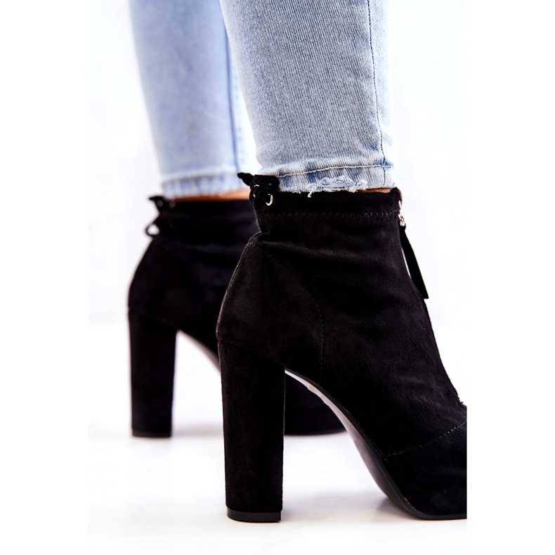 WS1 Suede Black Donnita Boots With Zipper 1