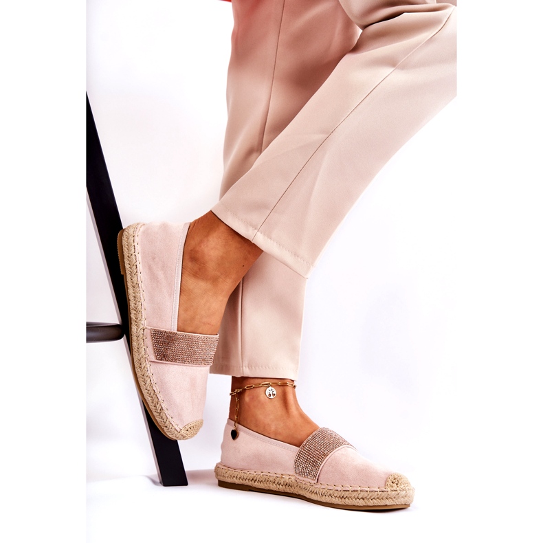 Women's Slip-On Espadrilles With Pink Cubic Zirconias 1