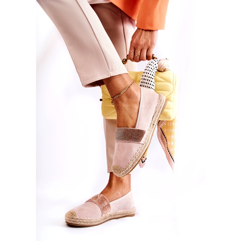 Women's Slip-On Espadrilles With Pink Cubic Zirconias 3