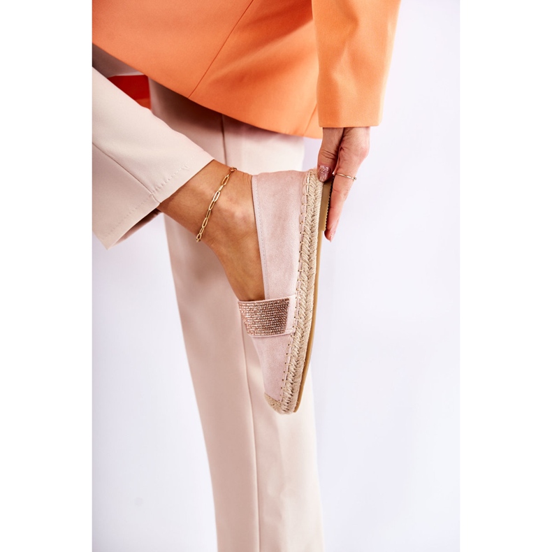 Women's Slip-On Espadrilles With Pink Cubic Zirconias 4