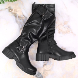 Jezzi Women's black boots with an adjustable buckle Vinceza 1