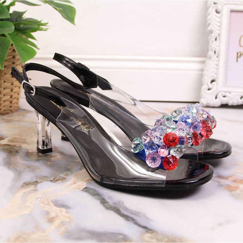 D&A Transparent sandals on the heel with black DA beads 1