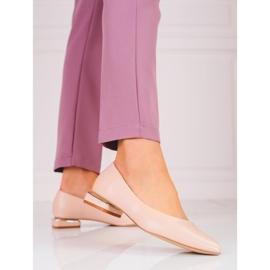 Ladies' beige pumps with low heels Shelovet 1