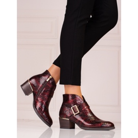 Vinceza Women's boots on a low Shelovet post with a buckle claret 2