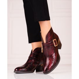 Vinceza Women's boots on a low Shelovet post with a buckle claret 1