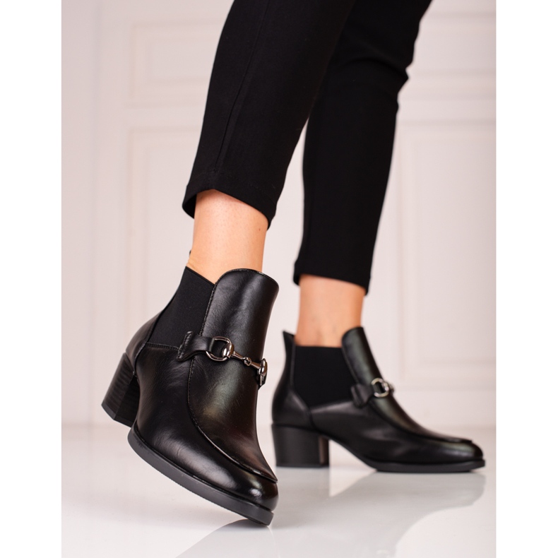 Black women's boots Jodhpur heel Vinceza 1
