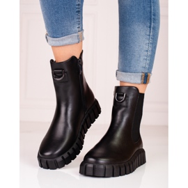 W. Potocki Black Potocki women's platform boots 2