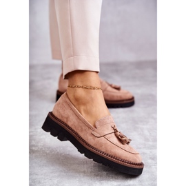 Vinceza Women's Suede Shoes On A Beige Unni Platform 1