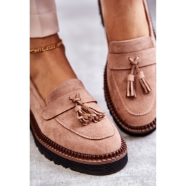 Vinceza Women's Suede Shoes On A Beige Unni Platform 2