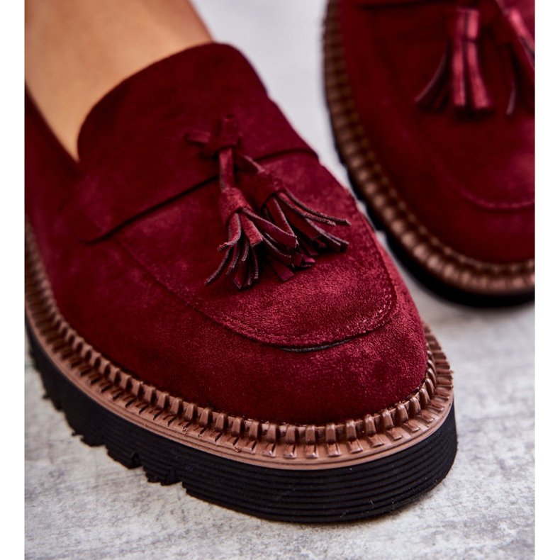 Vinceza Women's Suede Shoes On The Platform Burgundy Unni red 2