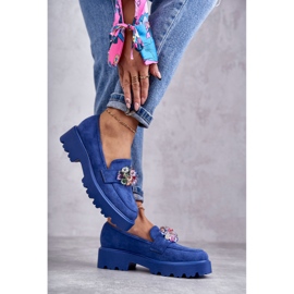 Vinceza Women's Suede Shoes With Blue Britt Decoration 2