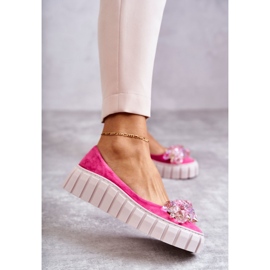 PA2 Suede Ballerinas On Platform With Fuchsia Ladette Ornament pink 1