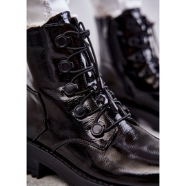 PJ1 Women's Lacquered Warm Boots With Ribbed Black Helia 2