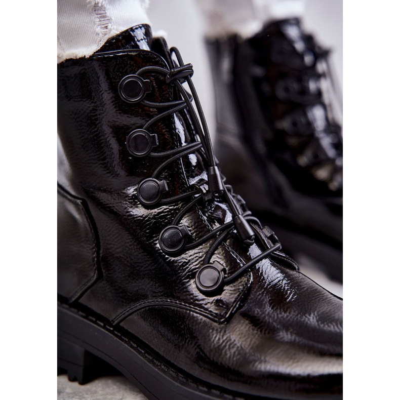 PJ1 Women's Lacquered Warm Boots With Ribbed Black Helia 2