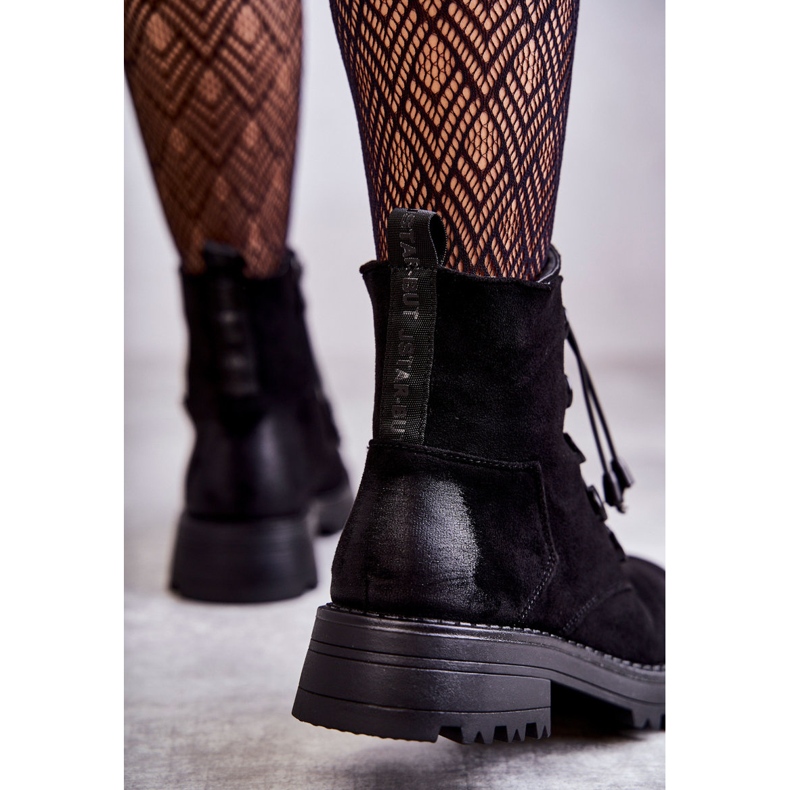 Women's Suede Warm Boots With Ribbed Black Helia 1