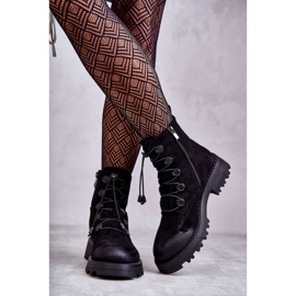 Women's Suede Warm Boots With Ribbed Black Helia 2
