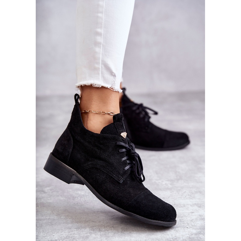 Suede Booties Laced Boots Nicole 2781 Black 1