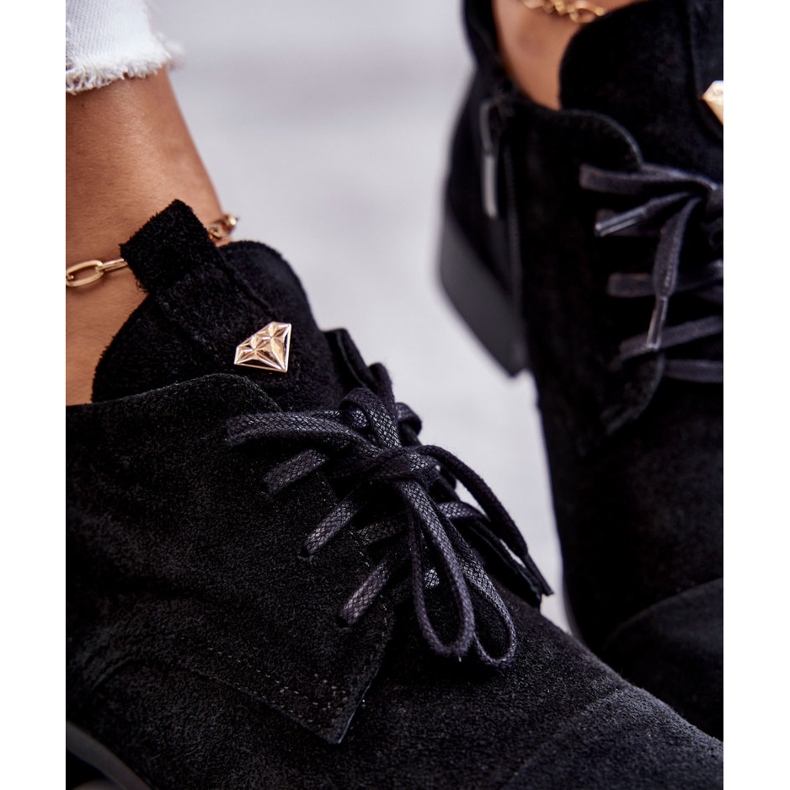 Suede Booties Laced Boots Nicole 2781 Black 2