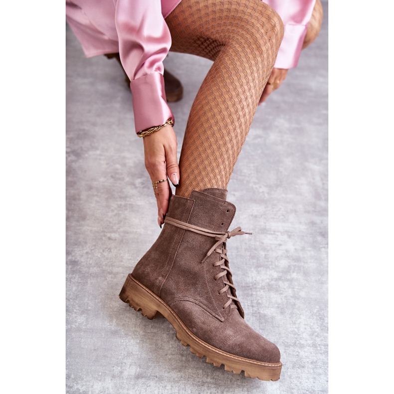 Suede boots with a zipper Nicole 2754 Brown 1