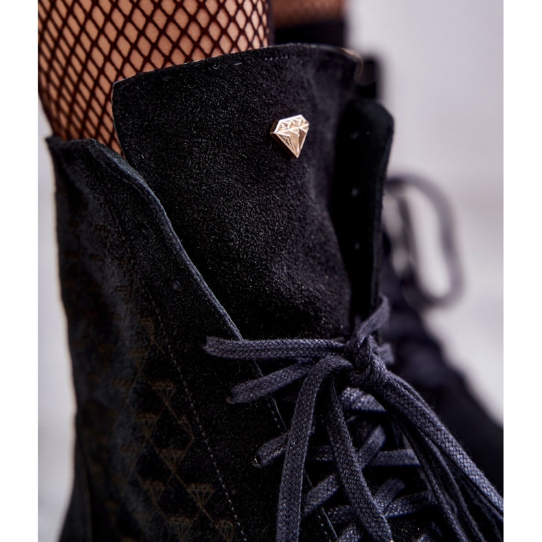 Lace-up suede boots Nicole 2751 Black 2