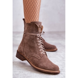 Lace-up suede boots with nicole 2750 brown ornament 1