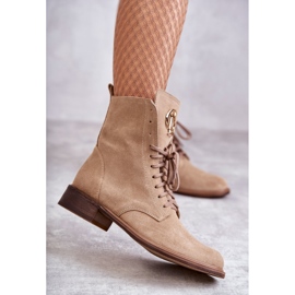 Lace-up suede boots with nicole 2750 beige decoration 1