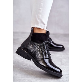 Vinceza Lacquered Black Warm Laced Boots Cathrine 2
