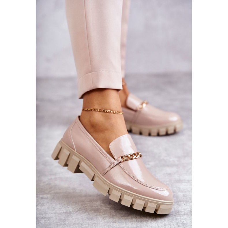 Sergio Leone Lacquered shoes with a chain Beige Anne 1