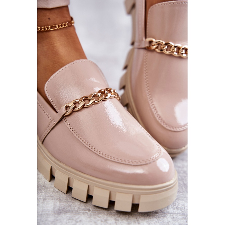 Sergio Leone Lacquered shoes with a chain Beige Anne 2