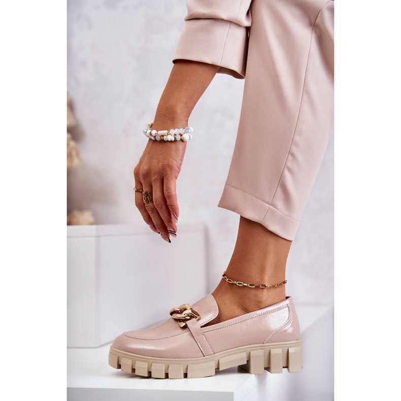 Sergio Leone Lacquered Loafers On The Platform Beige Inger 2