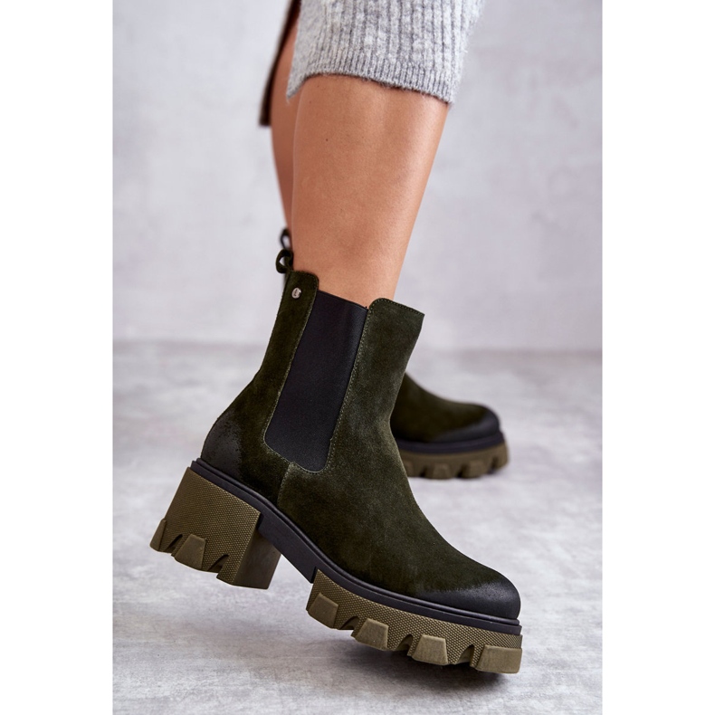 Suede Women's Boots On The Khaki Hilde Platform green 1