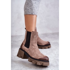 Women's Suede Platform Boots Beige Hilde brown 2