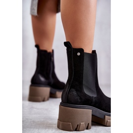 Women's Suede Platform Boots Black Hilde 2
