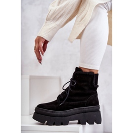 Suede Warm Lace Up Boots Black Elisabeth 1
