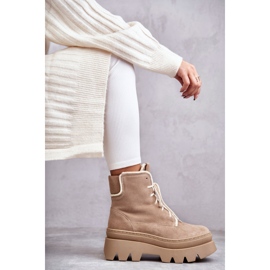PL5 Suede Warm Lace Up Boots Beige Elisabeth brown 1