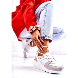 S.Barski Leather sport shoes on a wedge white and gray Rayana 1