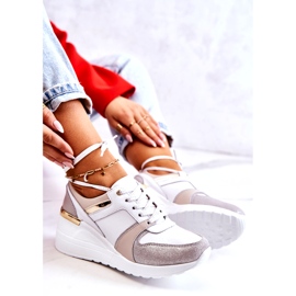 S.Barski Leather sport shoes on a wedge white and gray Rayana 3