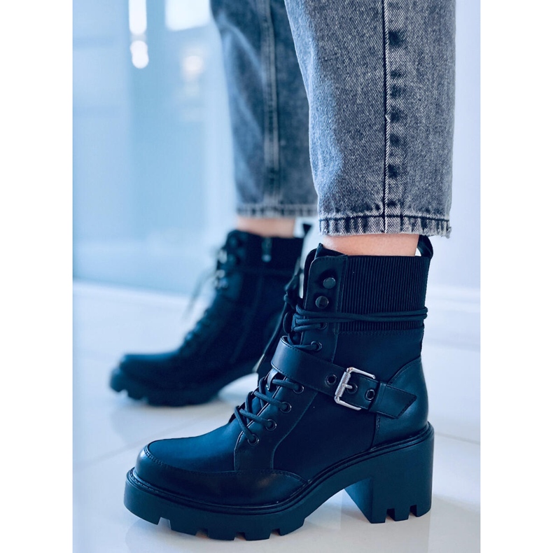 Brooks Black lace-up high-heeled boots 1