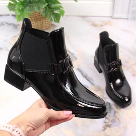 Black Potocki black lacquered Chelsea boots for women 1