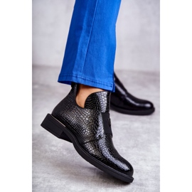 Vinceza Lacquered boots with cutouts on a flat heel Black Eunice 1