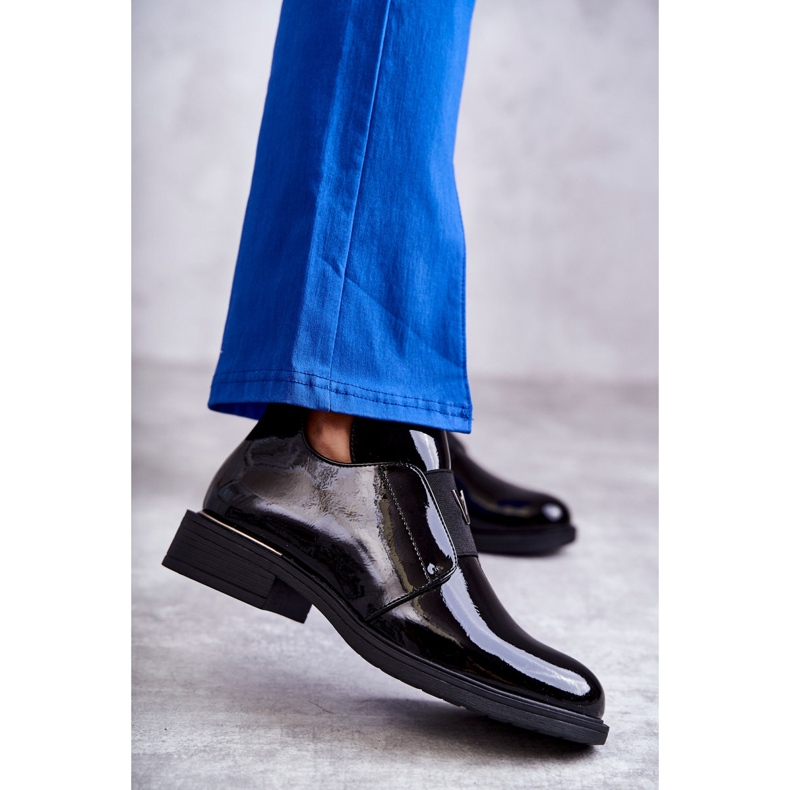 Vinceza Lacquered boots with cutouts on a flat heel Black Eunice 1