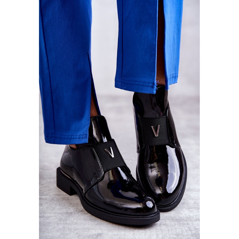 Vinceza Lacquered boots with cutouts on a flat heel Black Eunice 2