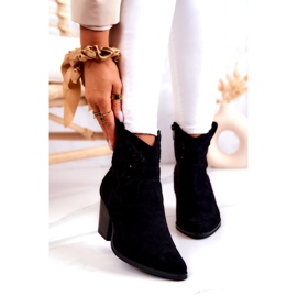 S.Barski Suede Women's Black Cowboy Boots Devon 1