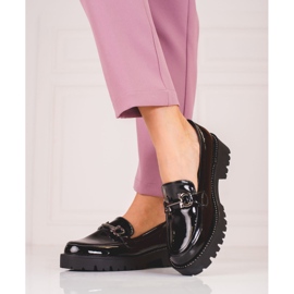Women's moccasins on a thick Shelovet sole black 1